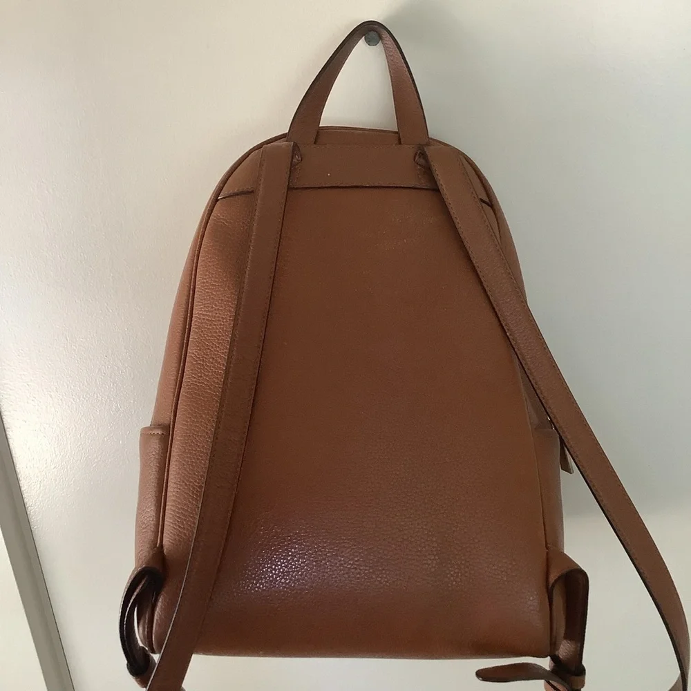 Kate Spade Leila Pebbled Leather Medium Dome Backpack Warm Gingerbread K8155